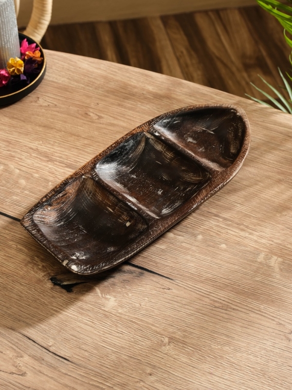 Менажница  Менажница "Лодочка"  дерево Джати, 30х13х5 см, цв. тёмно-коричневый