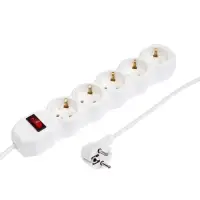 Удлинитель сетевой Luazon Lighting ECO, 5 розеток, 5 м, 10 А, 2200 Вт, заземление, белый