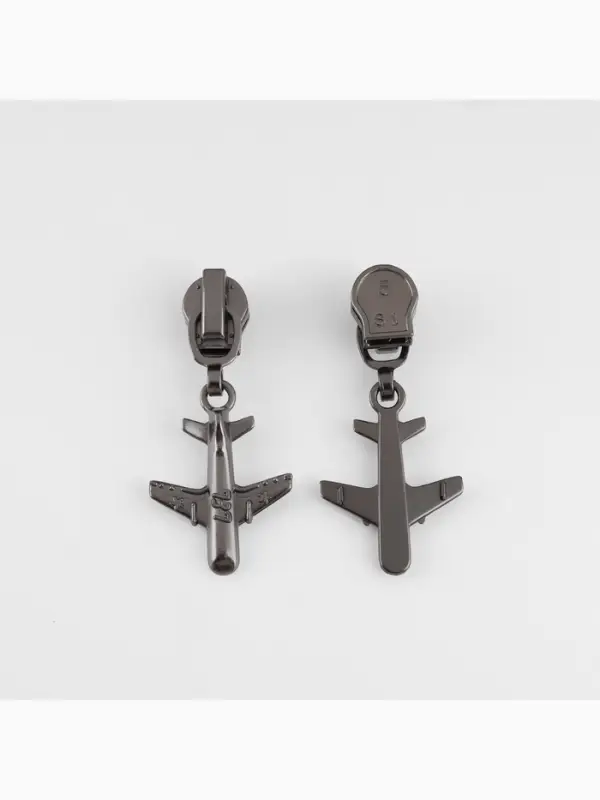 Бегунок для молнии &laquo;Спираль&raquo;, №5, &laquo;Самолёт&raquo;, цвет чёрный никель