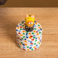 Сувенирная шкатулка «Котик», 4.5×4.5×6.5 см, дерево, разноцветная