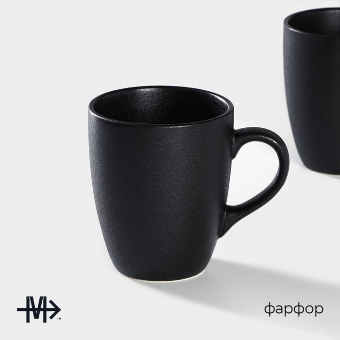 Кружка фарфоровая Magistro Carbon, 380 мл, цвет чёрный Кружка фарфоровая Magistro Carbon, 380 мл, цвет чёрный