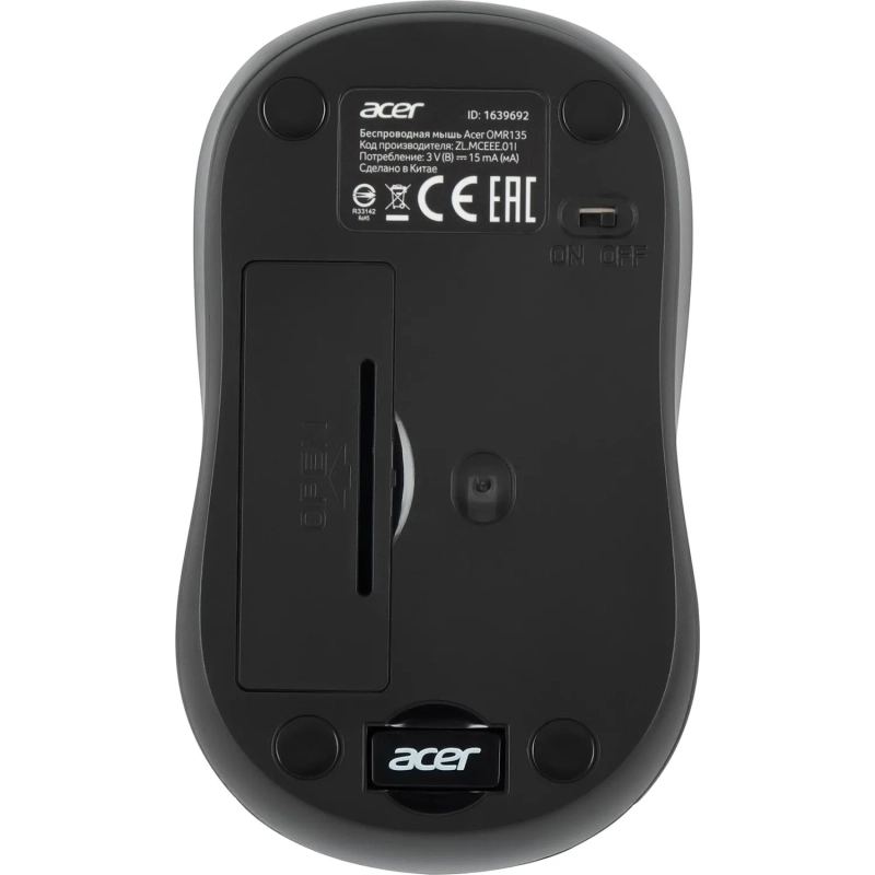 Мышь компьютерная Acer OMR135 зеленый  (1000dpi) WLS USB (ZL.MCEEE.01I)
