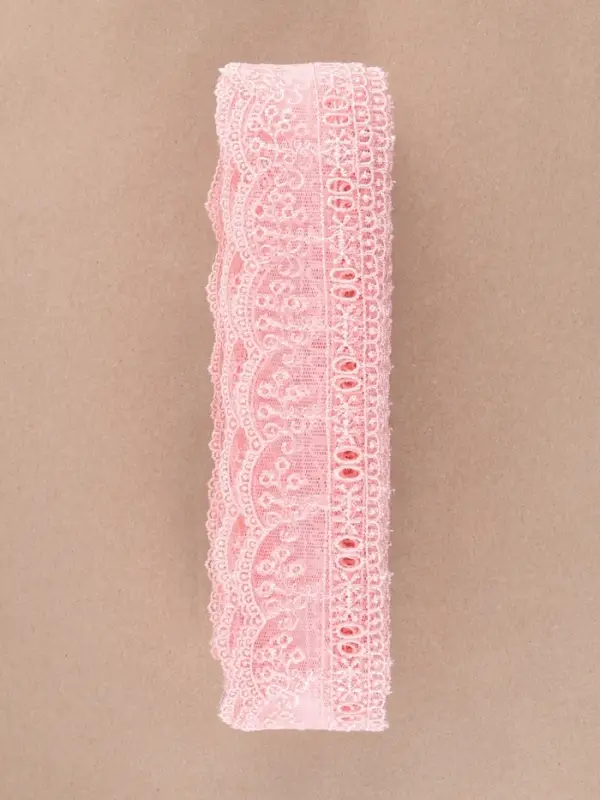 Кружево на сетке, 45 мм, 11&plusmn;1 м, нежно-розовое