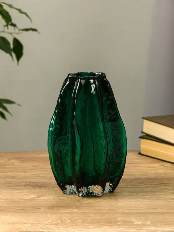 Ваза стекло настольная  Ваза стекло настольная "Кэли" 21х12х6 см, зелёный