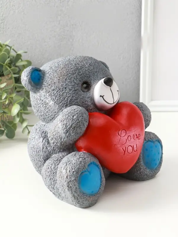 Копилка для денег &laquo;Мишка с сердцем&raquo;, серый, 20&times;18&times;20 см
