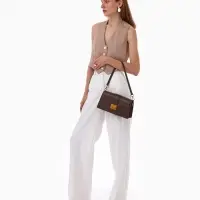 Сумка женская мессенджер TEXTURA на клапане, 26&times;8.5&times;14 см, коричневая