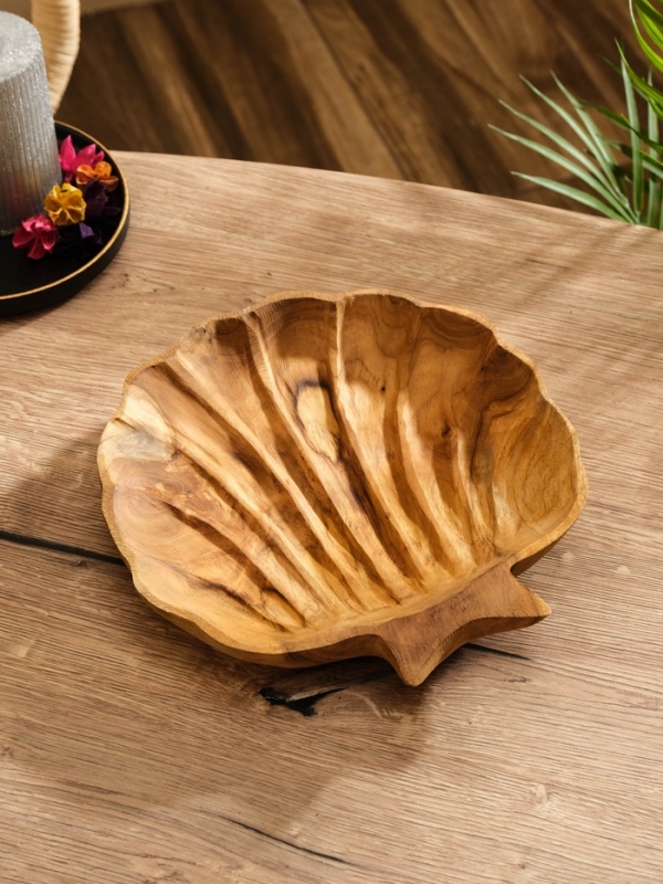 Тарелка Тарелка "Морская раковина" дерево Джати, 25х25х5 см, цв. коричневый