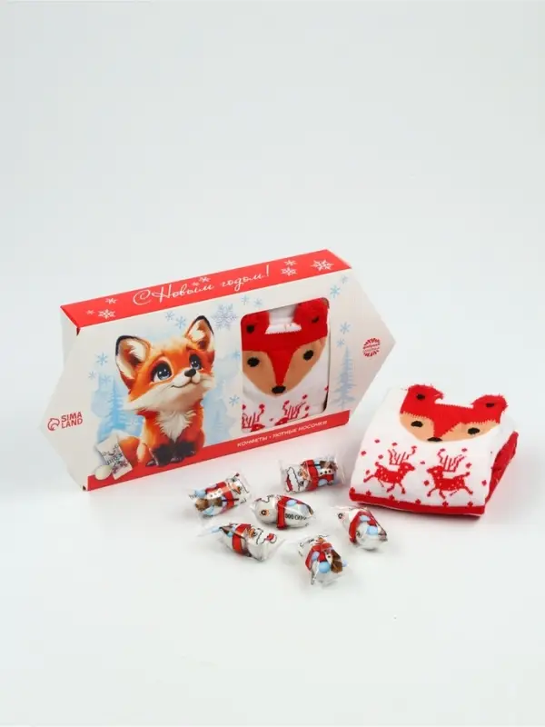 Подарочный набор"Лисичка":конфеты,носки
