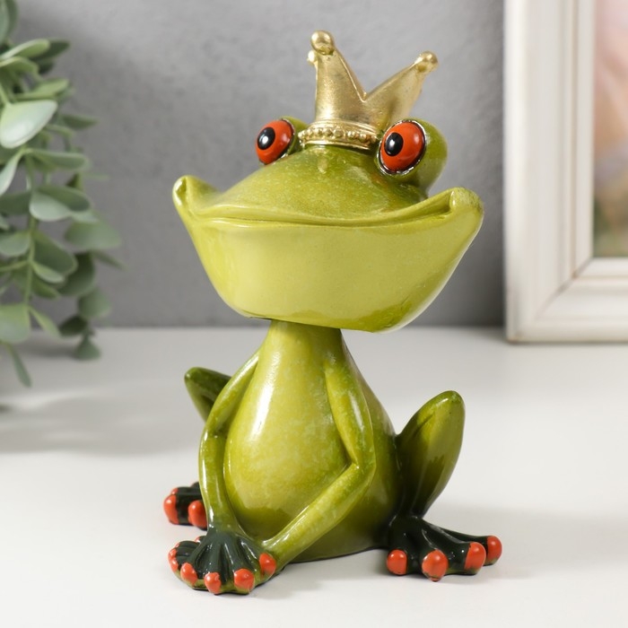Сувенир полистоун лак Сувенир полистоун лак "Лягушка - царевна" голова на пружинке 14,5х11х8,2 см