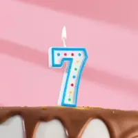 Свеча для торта «‎Горошек»‎, цифра 7, блестки, 7 см, МИКС