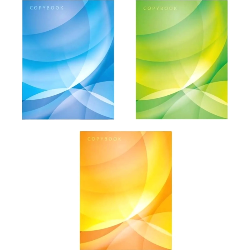 Тетрадь общая А4,96л,кл,скоб,блок-офсет-2 Attache Сфера син/зелен/жел васс