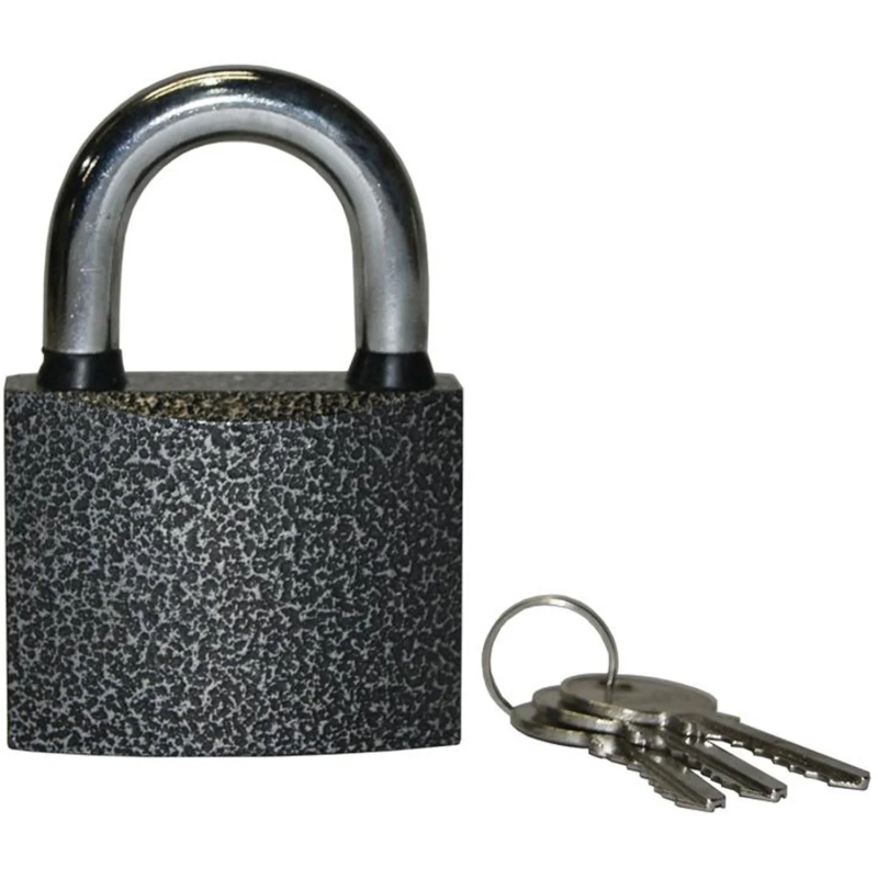 Замок СпецМеб KD_0MX навесной (63 мм.) 01-63 серый/хром