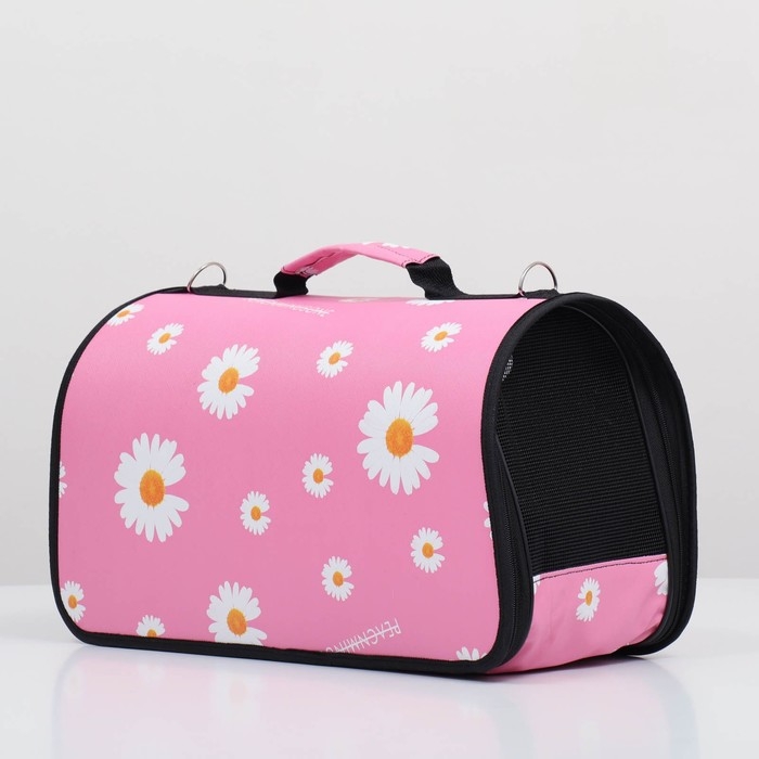 Сумка - переноска для животных Сумка - переноска для животных "Цветы", розовая, размер М, 40 х 21 х 27 см