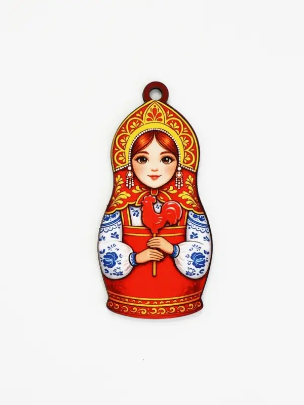 Елочная игрушка деревянная &laquo;Матрешка&raquo;, 48&times;99 мм
