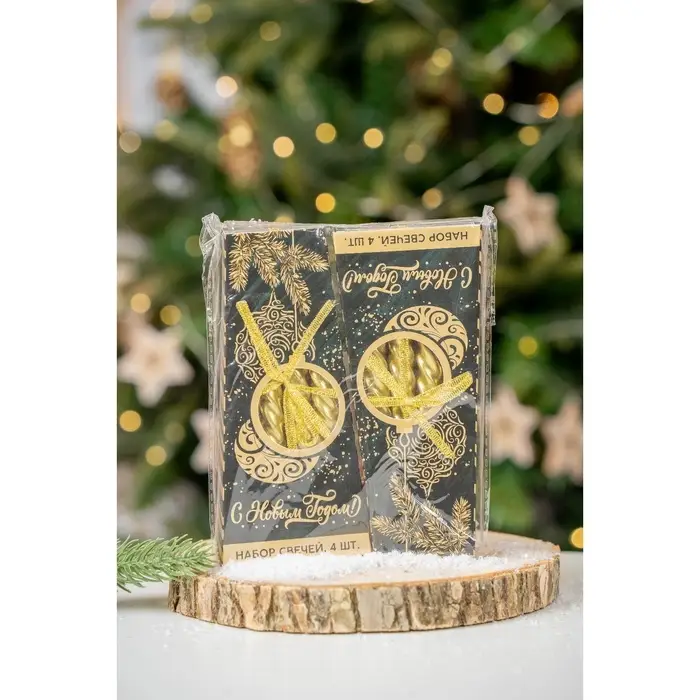 Набор свечей Новогодний 8 шт,  1,5 см х 1,5 см х 15 см