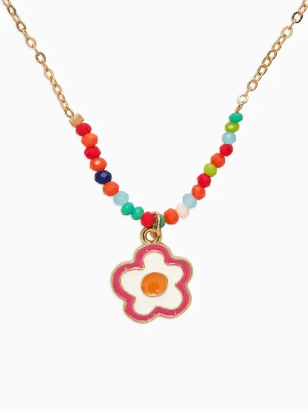 Бусы детские "Выбражулька" бисер, цветок, 41 см, белые в золоте