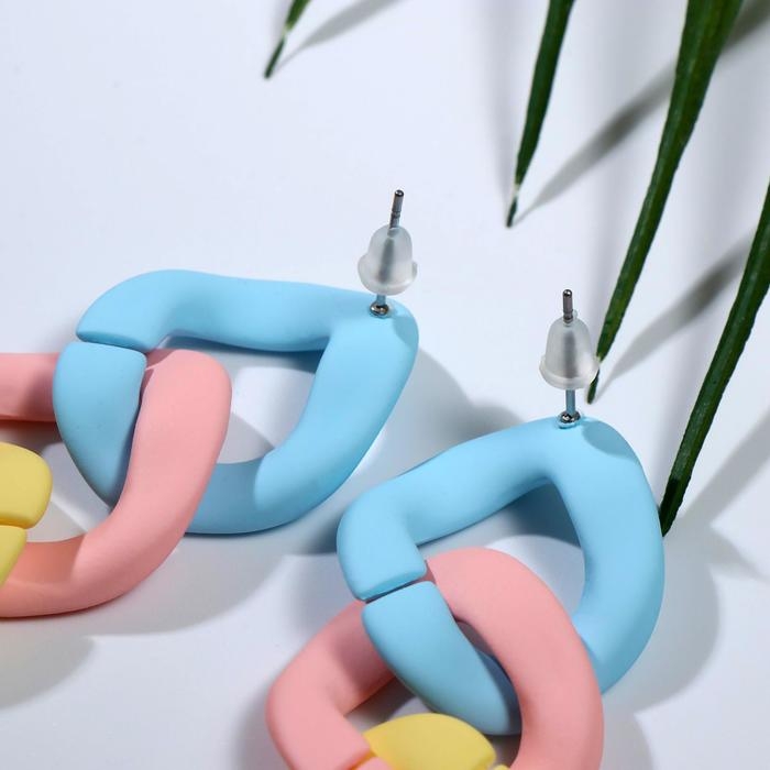 Серьги пластик «Цепь» градиент смешанный, цветные Серьги пластик «Цепь» градиент смешанный, цветные