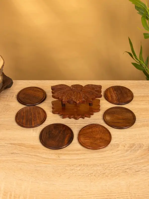 Подставка под горячее  Подставка под горячее "Цветок" (набор 6 шт), 14х10х6 см, дерево шишам