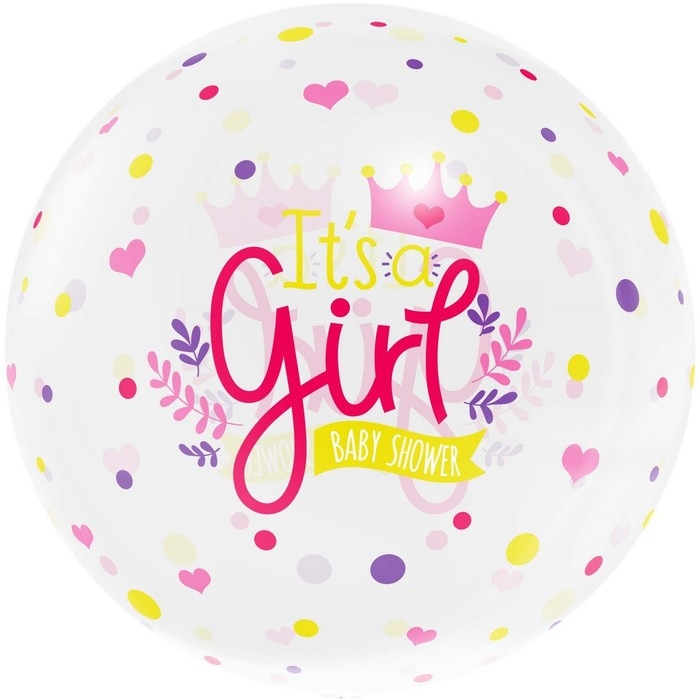 Шар полимерный с клапаном 18 Шар полимерный с клапаном 18" Deco Bubble, «Это девочка», прозрачный, кристалл, 1 шт. в уп.