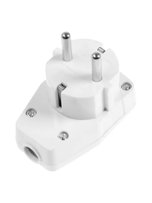 Вилка угловая с выключателем TANGO, 16 А, 250 В, IP 20, с заземлением, белая, индивидуальная упаковк