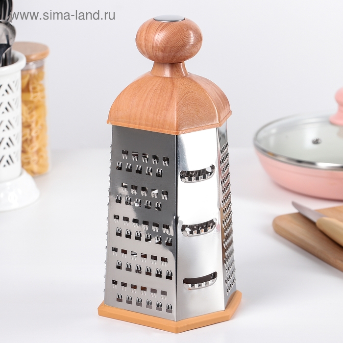 Тёрка шестигранная Доляна «Деревенька», 12×10×23 см, цвет коричневый Тёрка шестигранная Доляна «Деревенька», 12×10×23 см, цвет коричневый