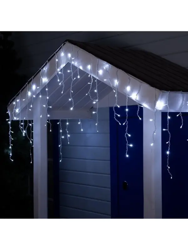 Гирлянда &laquo;Бахрома&raquo; 4&times;0.6 м, IP44, белая нить, 180 LED, свечение белое, 8 режимов, 220 В