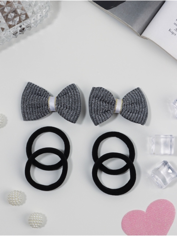 Набор для волос "Школьница галант" (4 резинки 3,5 см, 2 зажима 5,5 см) сияние, чёрный