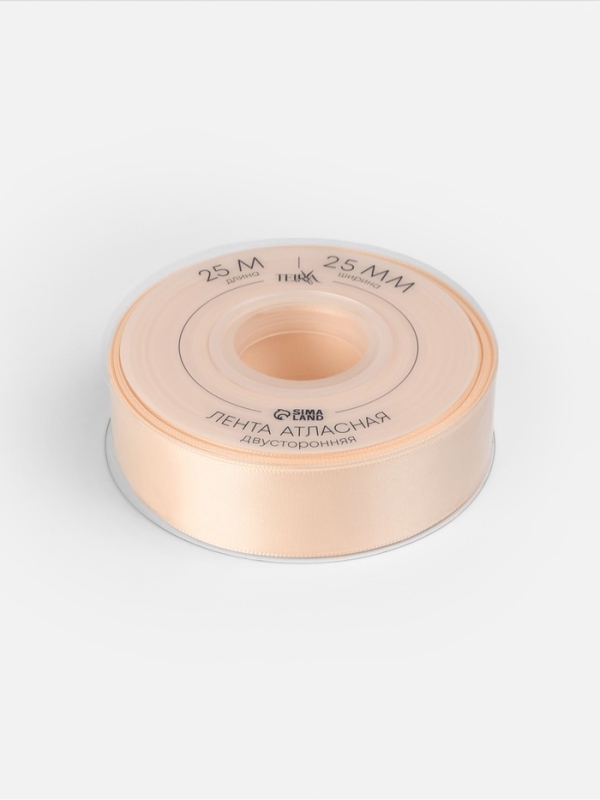 Лента атласная двухсторонняя №112 25мм*25±1м айвори TR