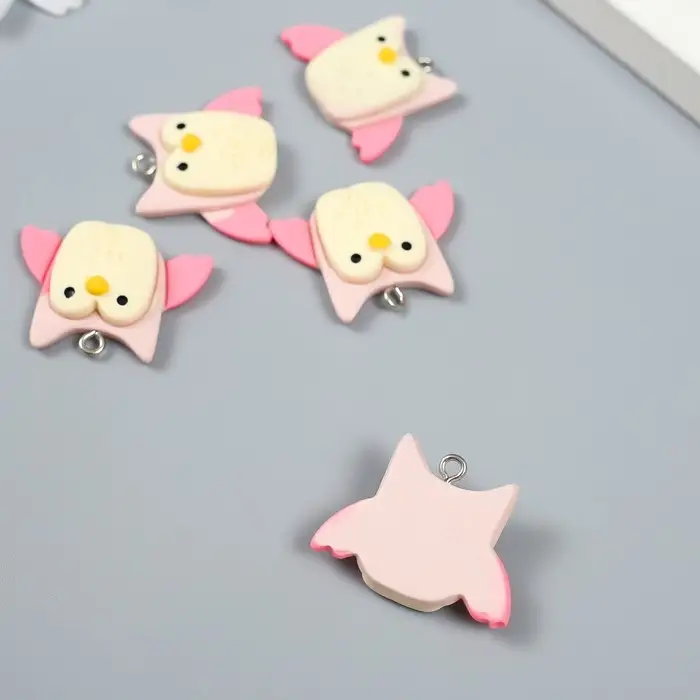 Декор для творчества пластик "Нежная совушка с петелькой" 0,8х3х2,2 см