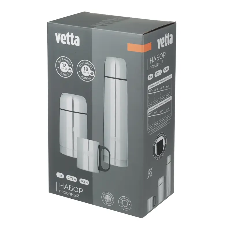 VETTA Набор походный (термос 1л "Буллет" + термос суповой 750мл + кружка 300мл) в сумке