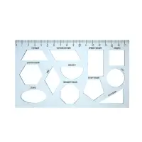 Набор 3 штуки трафаретов геометрические фигуры, линейка 17см