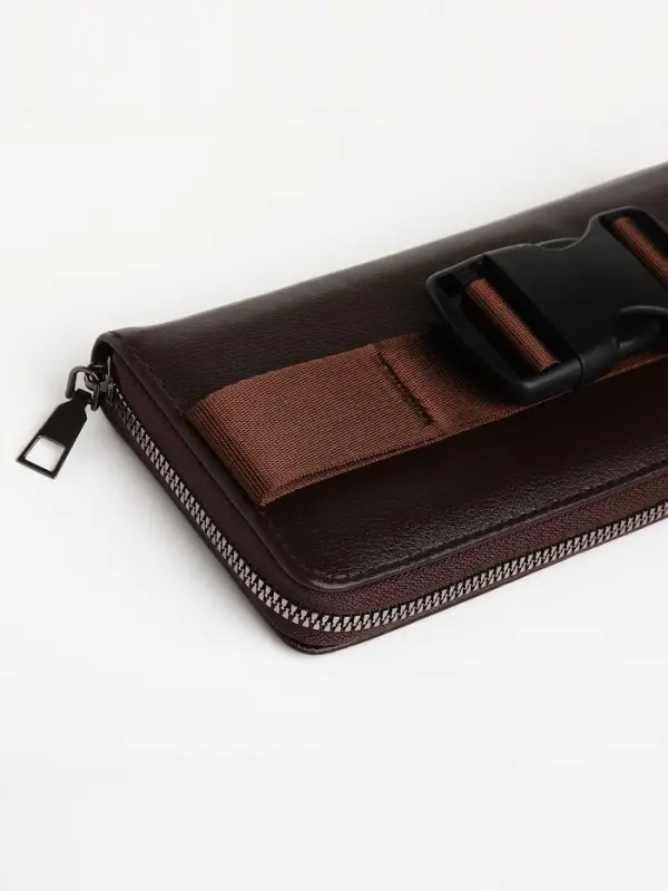 Сумка мужская через плечо TEXTURA, портмоне - клатч, на молнии, коричневая