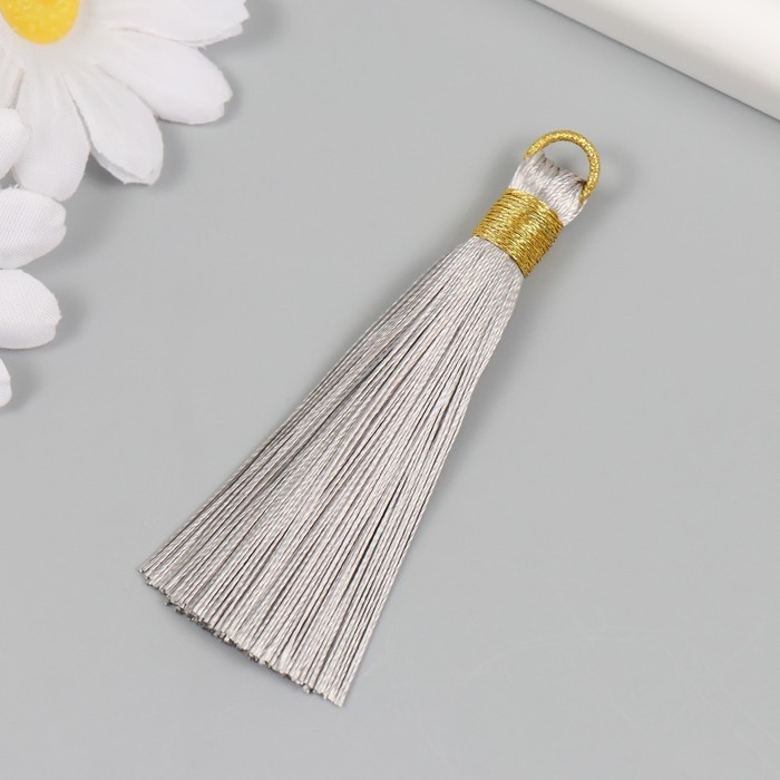 Декор для творчества текстиль Декор для творчества текстиль "Кисть. Оливия" серый набор 2 шт 8х1,2 см