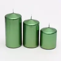 Свеча столбик 6&times;7.5, 10, 12.5 см, набор 3 шт., зелёный металлик