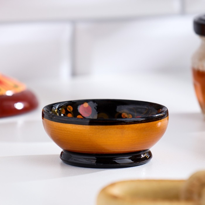 Солонка для каравая, 6,5×3 см, хохлома Солонка для каравая, 6,5×3 см, хохлома