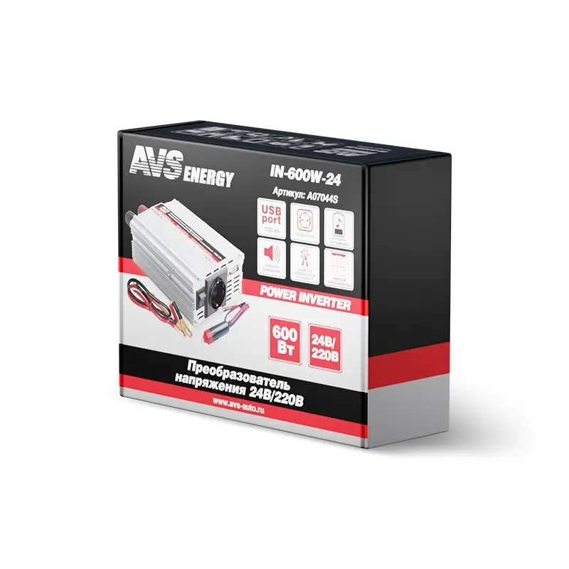 Автомобильный инвертор 24/220V AVS IN-600W-24
