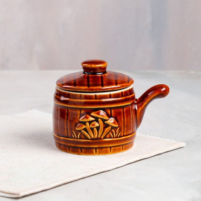 Кокотница с крышкой  Кокотница с крышкой "Бочка", керамика, 0.2 л