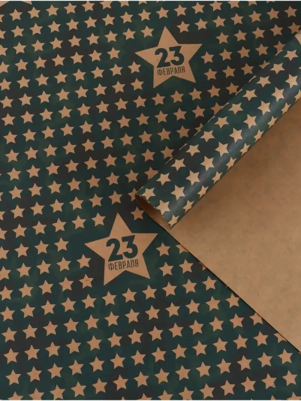 Бумага упаковочная крафт &laquo;Звёзды 23 февраля&raquo;, 50&times;70 см