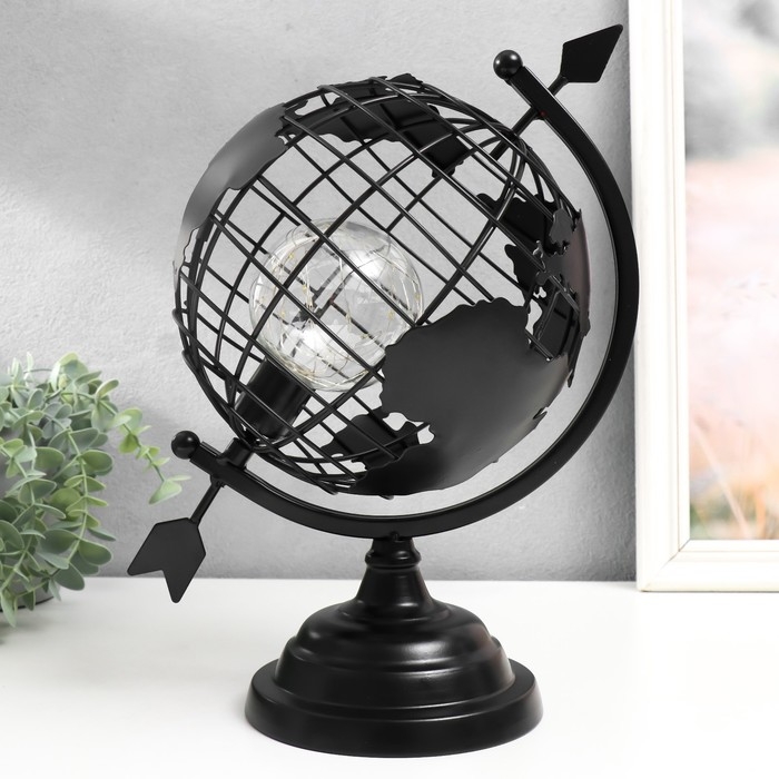 Сувенир металл свет  Сувенир металл свет "Глобус со стрелой" чёрный, LED 32х21х32 см