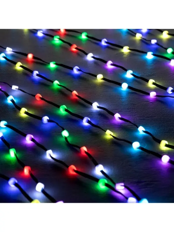 Умная гирлянда &laquo;Нить&raquo; 5 м, роса с насадками &laquo;Шарики&raquo;, IP20, черный провод, 100 LED, пульт ДУ, приложение, свечение RGB, USB