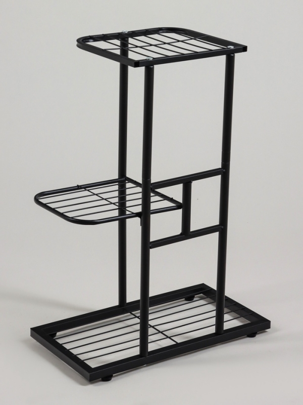 Подставка для цветов Greengo, 3 полки, 43 × 22 × 57 см, напольная, металл, чёрная Подставка для цветов Greengo, 3 полки, 43 × 22 × 57 см, напольная, металл, чёрная
