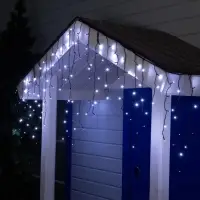 Гирлянда &laquo;Бахрома&raquo; 3&times;0.6 м, IP44, УМС, тёмная нить, 160 SMD-LED, свечение белое, 220 В