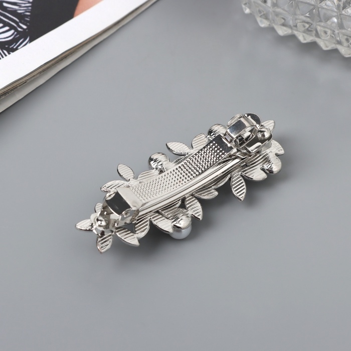 Заколка-автомат для волос Заколка-автомат для волос "Дилис" цветы, 6 см, серебро