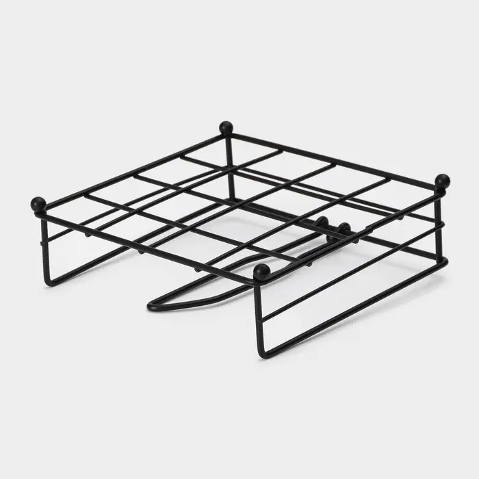Салфетница Доляна &laquo;Столовые приборы&raquo;, с держателем, 17.5&times;18&times;6 см, чёрная