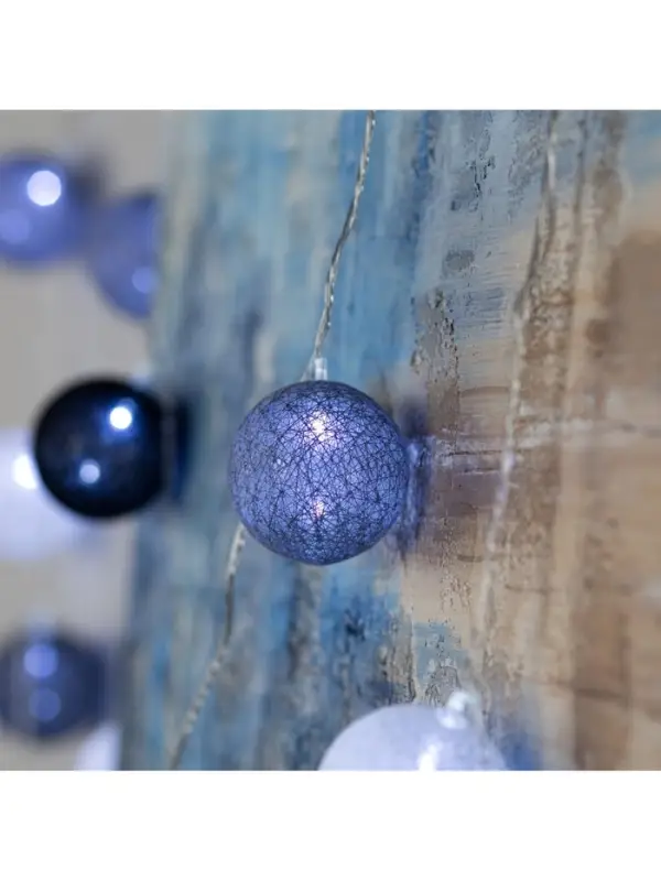 Гирлянда &laquo;Нить&raquo; 5 м с насадками &laquo;Клубки кофейные&raquo;, IP20, прозрачная нить, 20 LED, свечение белое, 220 В