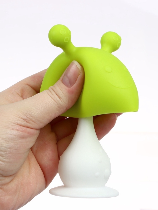 Прорезыватель силиконовый с погремушкой «Грибочек», цвет зеленый, Крошка Я