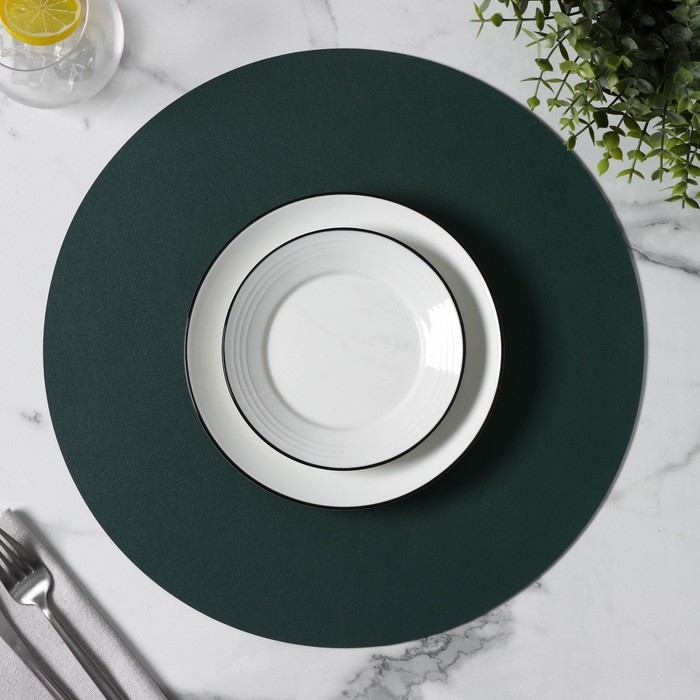 Салфетка сервировочная на стол «Тэм», d=38 см, цвет зелёный