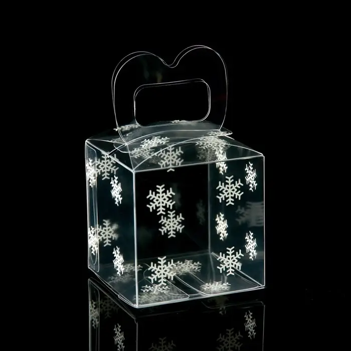 Коробка подарочная новогодняя складная ПВХ «Снежинки» 5×5×5 см Коробка подарочная новогодняя складная ПВХ «Снежинки» 5×5×5 см