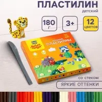 Пластилин мягкий (восковой) &laquo;Мульти-Пульти. Енот в лесу&raquo;, 12 цветов, 180 г, со стеком