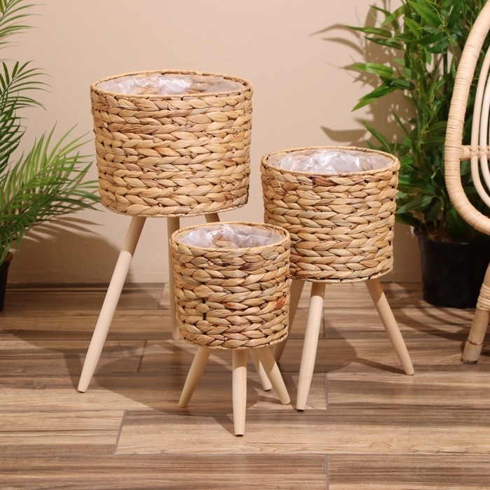 Набор плетёных кашпо, 3 шт, высота 36х36х56 см Набор плетёных кашпо, 3 шт, высота 36х36х56 см